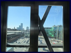 Malmö skyline from the Central station's garage 43 - glass elevator down